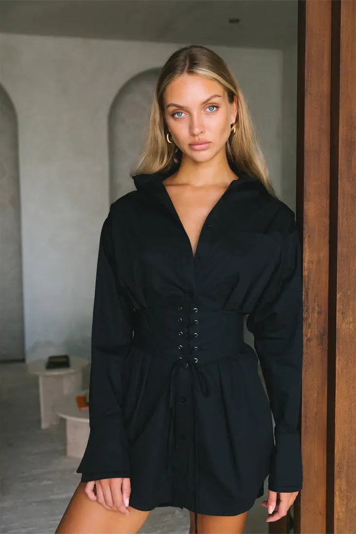 Ricky Shirt Dress- Noir