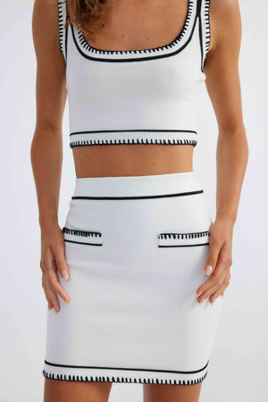 Beverly Mini Skirt- White/Black
