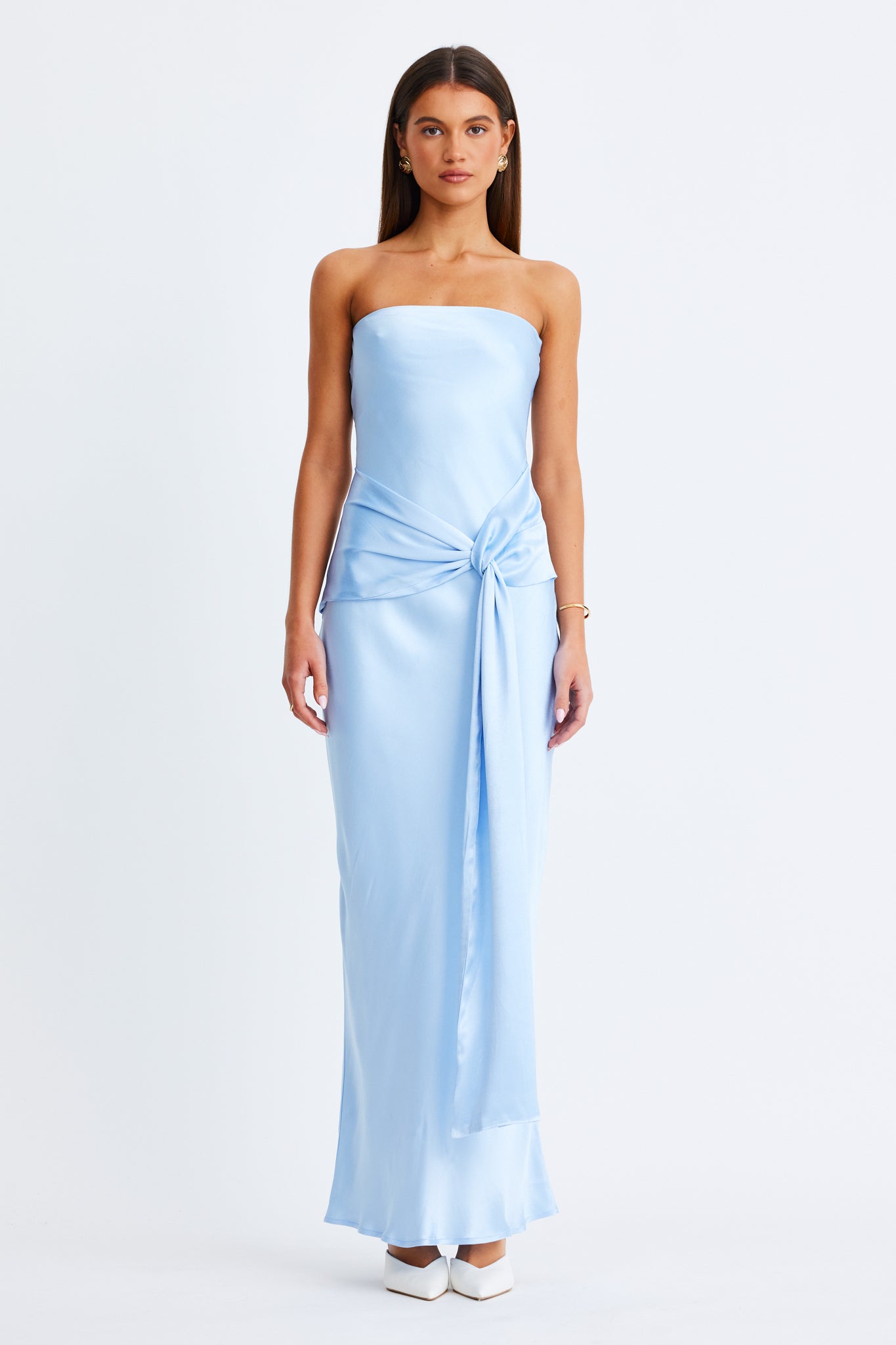Angie Tie Front Maxi Dress- Baby Blue