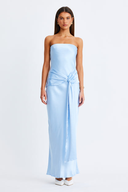 Angie Tie Front Maxi Dress- Baby Blue