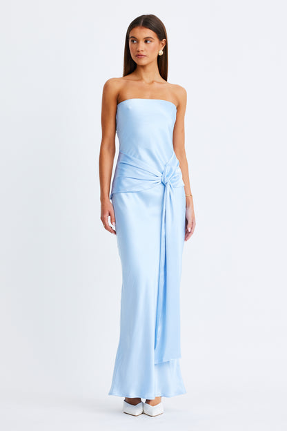 Angie Tie Front Maxi Dress- Baby Blue