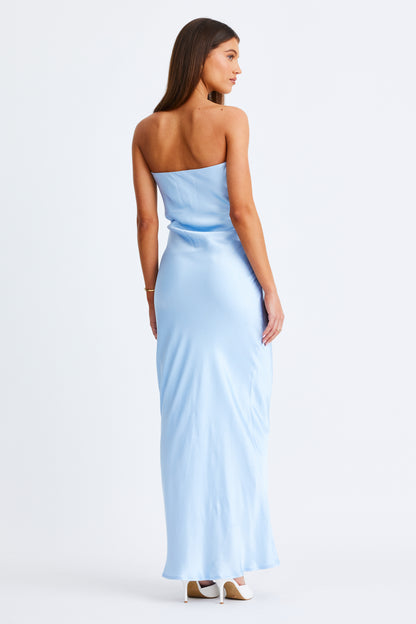 Angie Tie Front Maxi Dress- Baby Blue