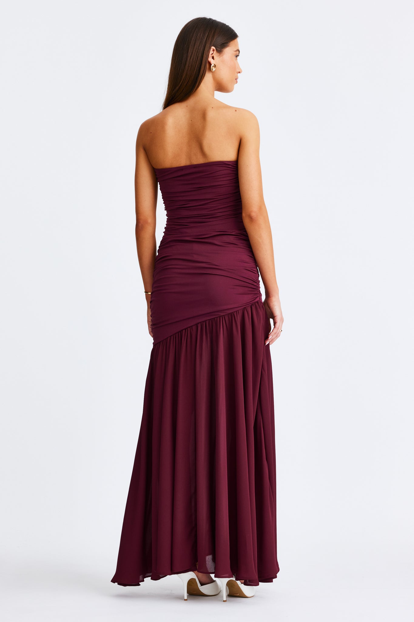 Neve Strapless Maxi Dress- Cranberry
