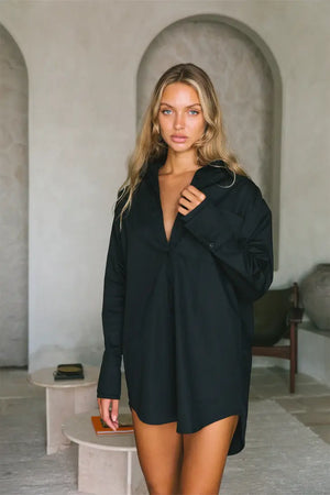 Ricky Shirt Dress- Noir