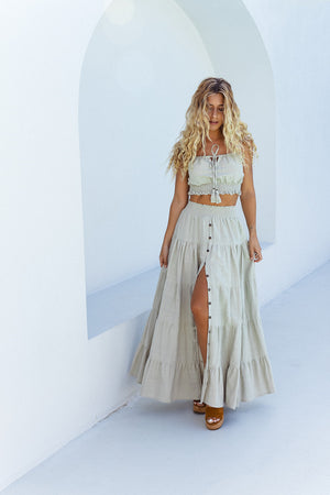 Flora Maxi Skirt- Pistachio