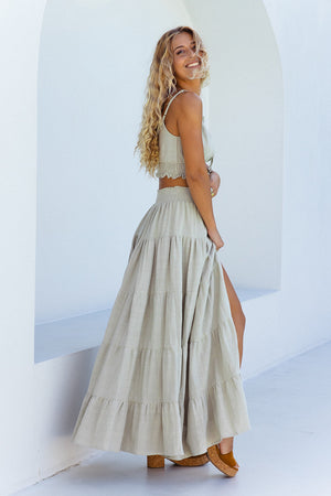 Flora Maxi Skirt- Pistachio