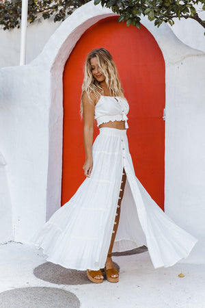 Flora Maxi Skirt- White