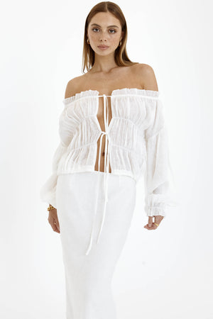 Tamsyn Off Shoulder Top- White