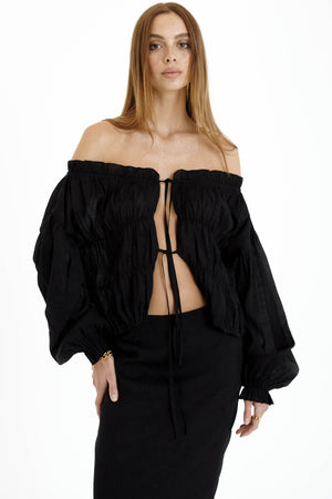 Tamsyn Off Shoulder Top- Black