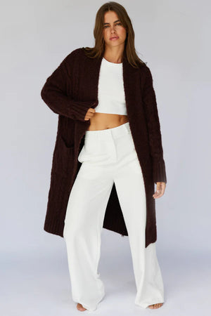 Jet Cable Knit Cardi- Mulberry