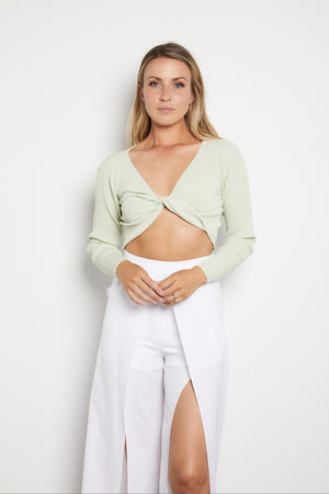 Twist rib top- Sage